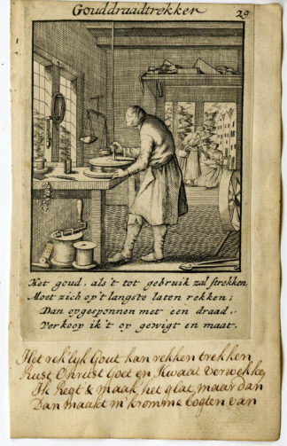 Antique Print-PROFESSION-GOUDRAADTREKKER-GOLD THREAD PULLER-Luyken-1720