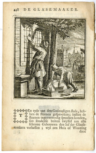 Antique Print-PROFESSION-DE GLASEMAAKER-GLAZIER-Luyken-c.1700