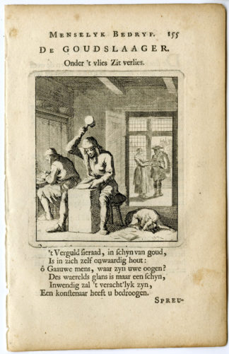 Antique Print-PROFESSION-GOUDSLAGER-GOLD SMITHY-Luyken-c.1700