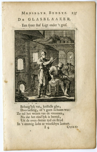 Antique Print-PROFESSION-GLASBLAAZER-GLASSBLOWER-Luyken-c.1700