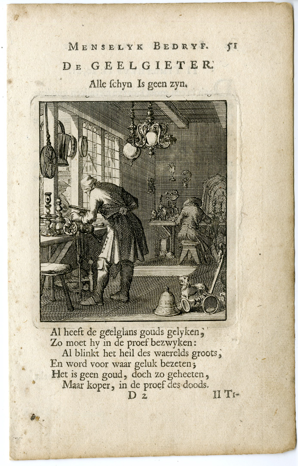 , Antique Print-PROFESSION-DE GEELGIETER-GILDER-Luyken-c.1700, Pictura Antique Prints
