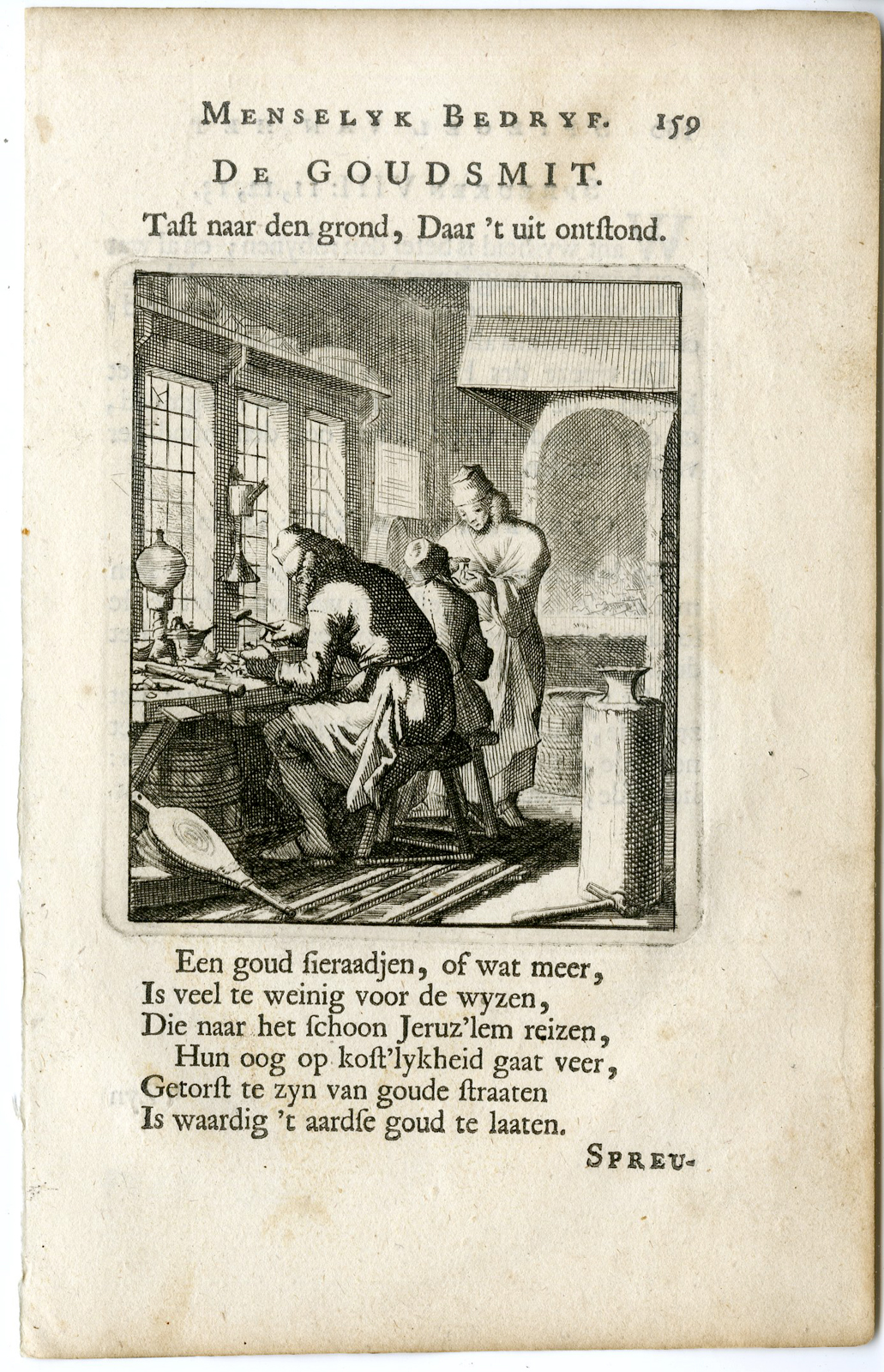 , Antique Print-PROFESSION-DE GOUDSMIT-GOLDSMITH-Luyken-c.1700, Pictura Antique Prints