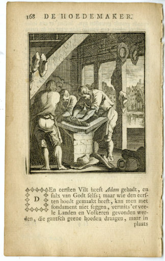 Antique Print-PROFESSION-DE HOEDEMAKER-HATTER-Luyken-c.1700