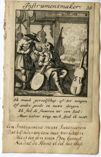 Antique Print-PROFESSION-INSTRUMENTMAKER-MUSICAL INSTRUMENT MAKER-Luyken-1720