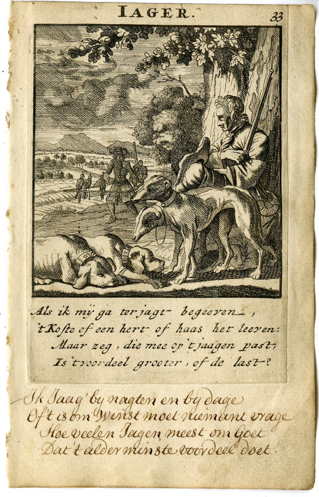 , Antique Print-PROFESSION-JAAGER-HUNTER-Luyken-1720, Pictura Antique Prints