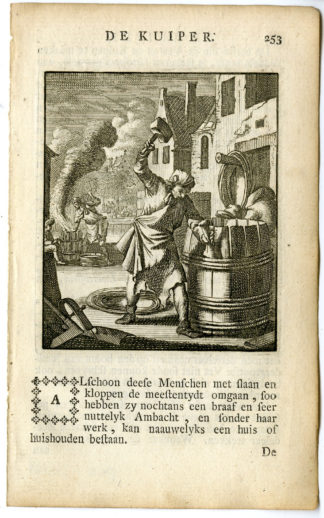 Antique Print-PROFESSION-KUIPER-BARREL MAKER-Luyken-c.1700
