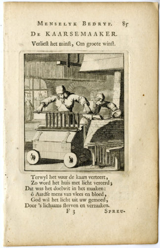 Antique Print-PROFESSION-DE KAARSEMAAKER-CANDLE MAKER-Luyken-c.1700