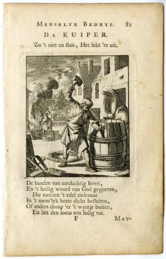 Antique Print-PROFESSION-KUIPER-BARREL MAKER-Luyken-c.1700