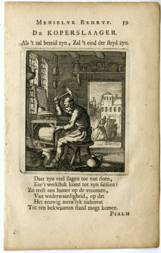 Antique Print-PROFESSION-KOOPERSLAGER-COPPER WORKER-Luyken-c.1700