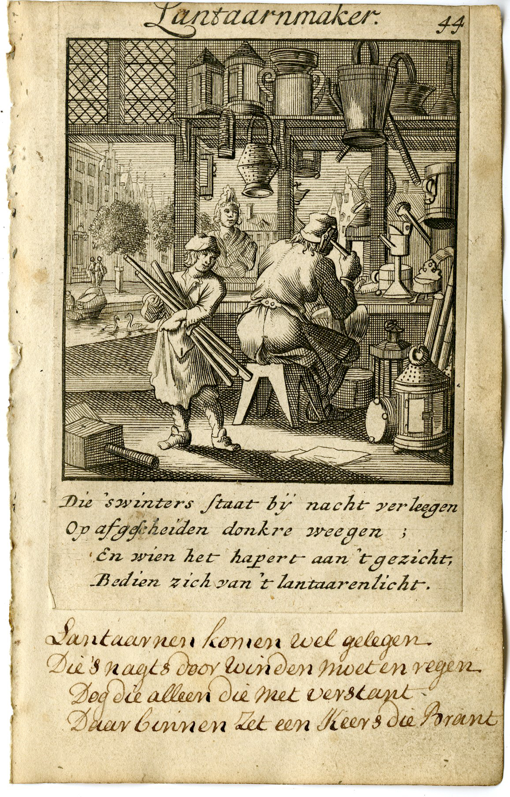 , Antique Print-PROFESSION-LANTAARNMAKER-LANTERN MAKER-Luyken-1720, Pictura Antique Prints