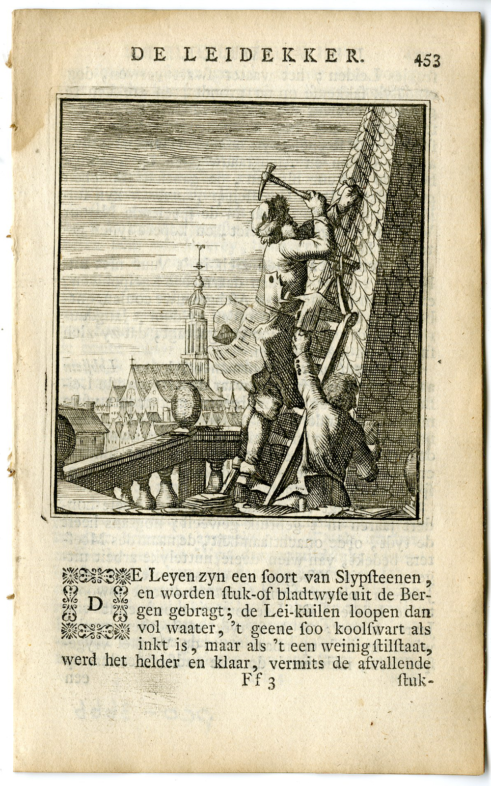 , Antique Print-PROFESSION-SLATER-ROOFER-Luyken-c.1700, Pictura Antique Prints