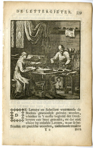 Antique Print-PROFESSION-LETTERGIETER-TYPE FACE MAKER-Luyken-c.1700