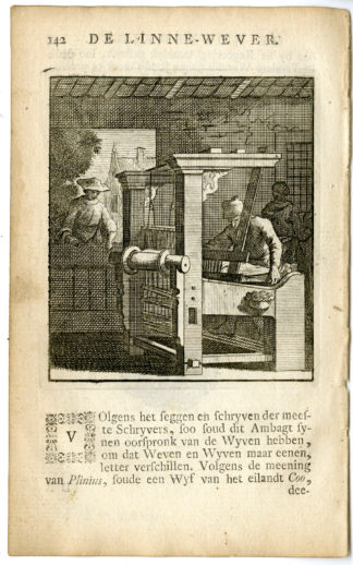 Antique Print-PROFESSION-LINNEWEVER-LINEN WEVER-Luyken-c.1700