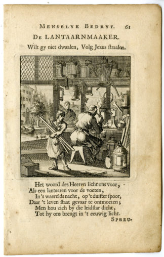 Antique Print-PROFESSION-LANTAARNMAAKER-LANTERN MAKER-Luyken-c.1700