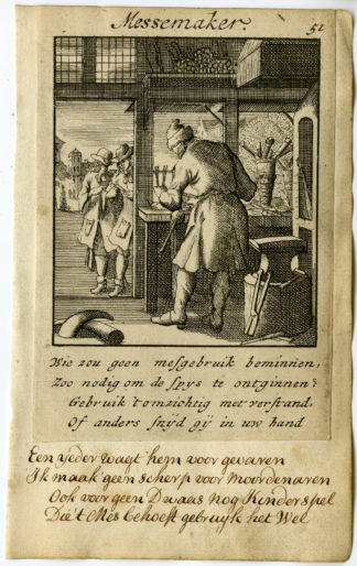 Antique Print-PROFESSION-MESSEMAKER-KNIFE MAKER-Luyken-1720