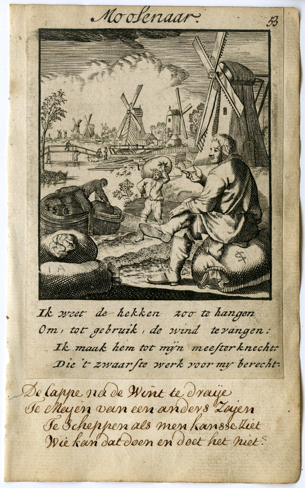 , Antique Print-PROFESSION-MOOLENAAR-MILLER-Luyken-1720, Pictura Antique Prints