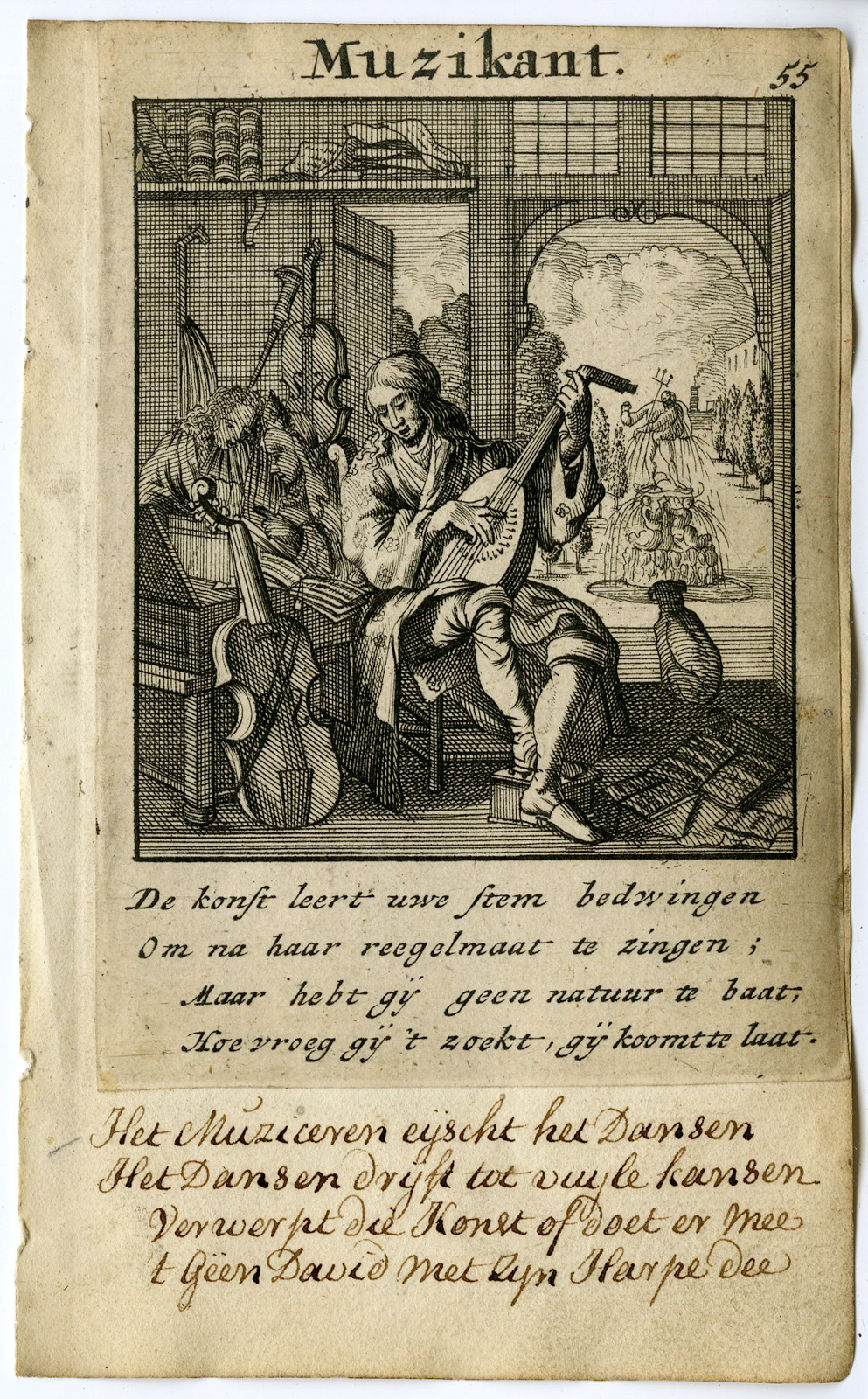 , Antique Print-PROFESSION-MUZIKANT-MUSICIAN-Luyken-1720, Pictura Antique Prints