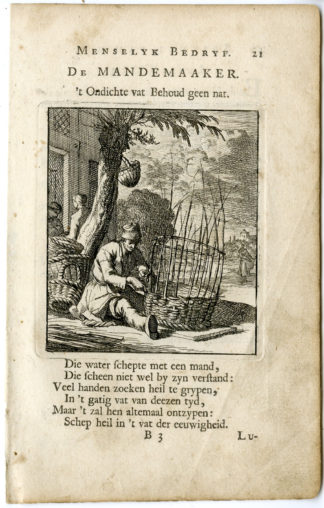 Antique Print-PROFESSION-MANDEMAAKER-BASKET MAKER-Luyken-c.1700