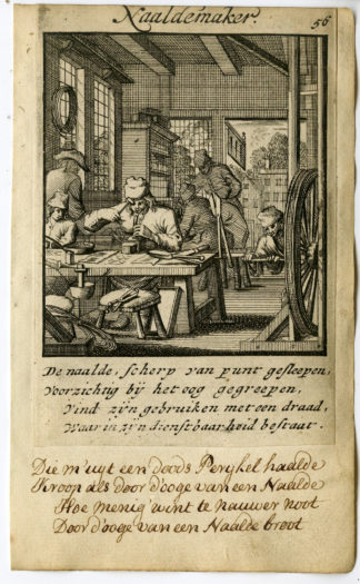 Antique Print-PROFESSION-NAALDEMAKER-NEEDLE MAKER-Luyken-c.1700