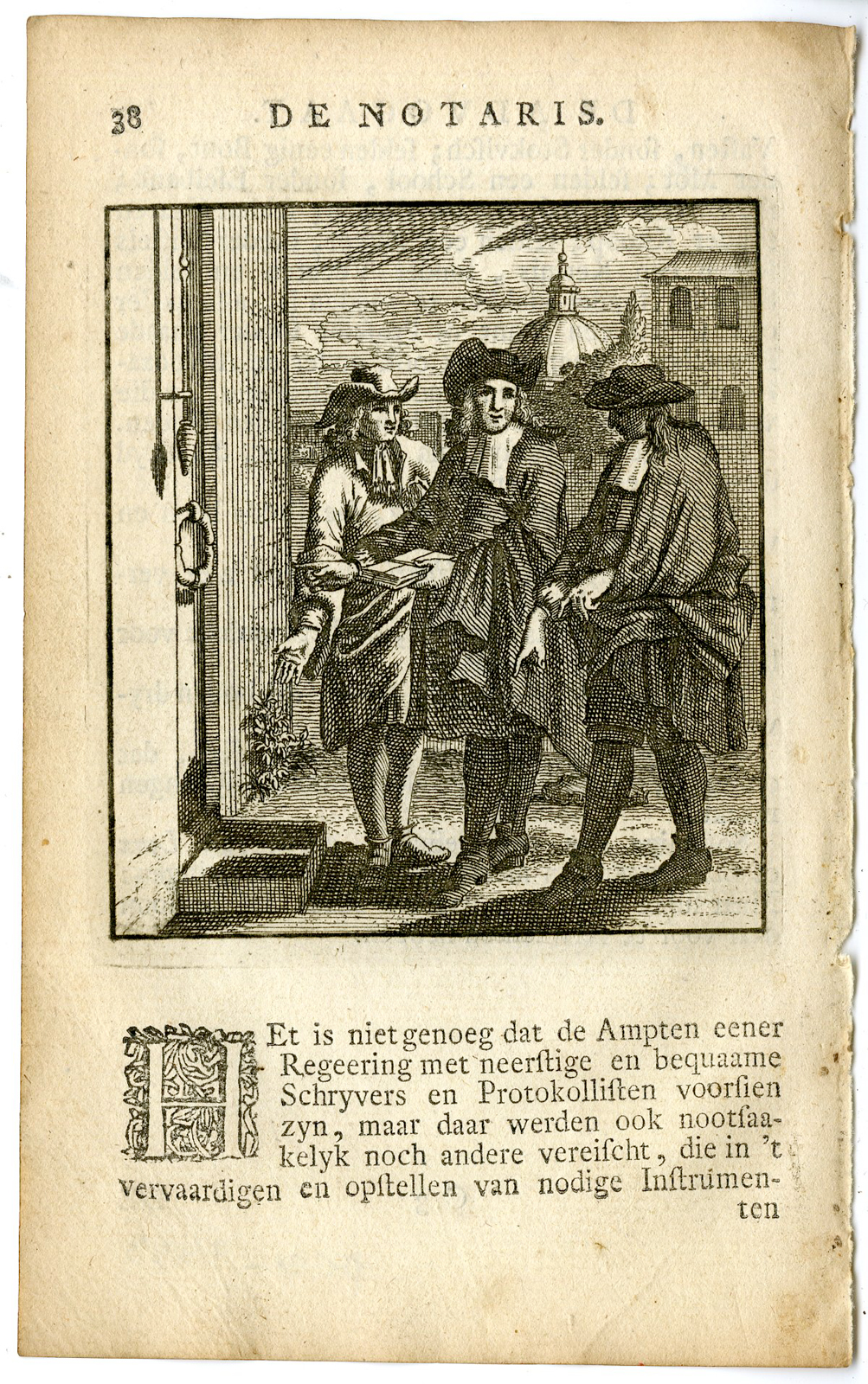 , Antique Print-PROFESSION-NOTARIS-NOTARY-Luyken-c.1700, Pictura Antique Prints