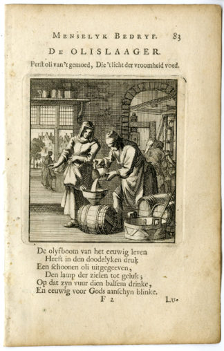 Antique Print-PROFESSION-OLISLAGER-OIL BUTCHER-Luyken-c.1700