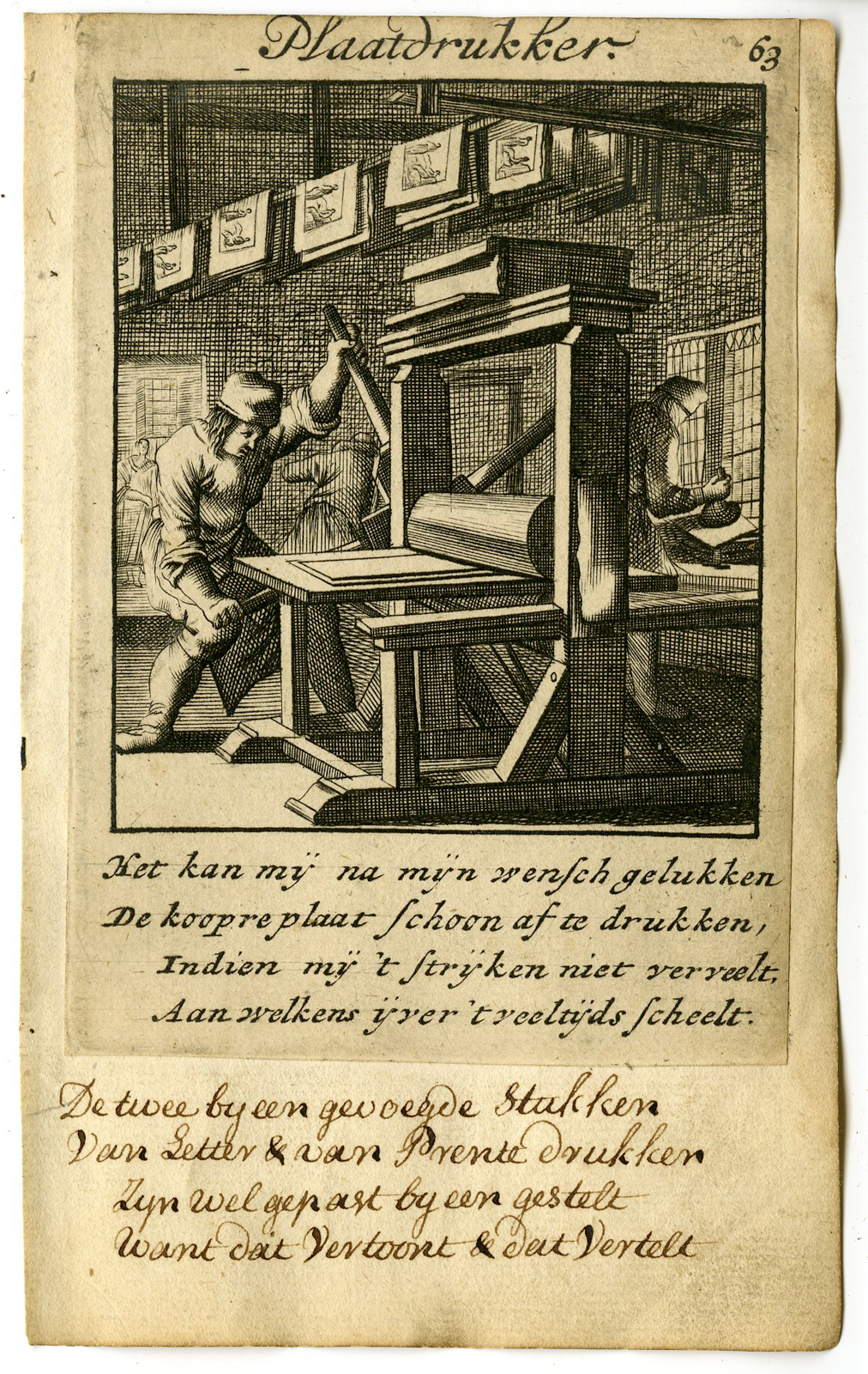 , Antique Print-PROFESSION-PLAATDRUKKER-PLATE PRINTER-Luyken-1720, Pictura Antique Prints