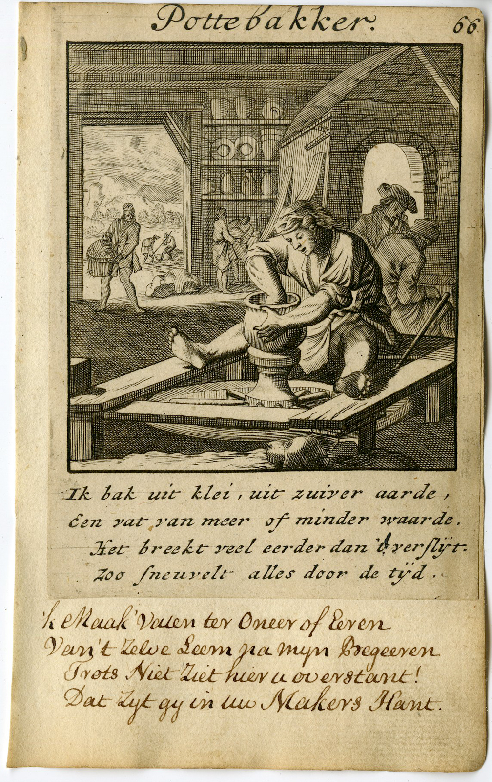 , Antique Print-PROFESSION-POTTEBAKKER-POTTER-CHERAMICS MAKER-Luyken-1720, Pictura Antique Prints