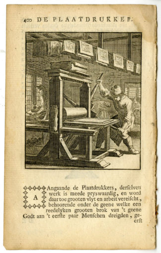 Antique Print-PROFESSION-PLAATDRUKKER-PLATE PRINTER-Luyken-c.1700