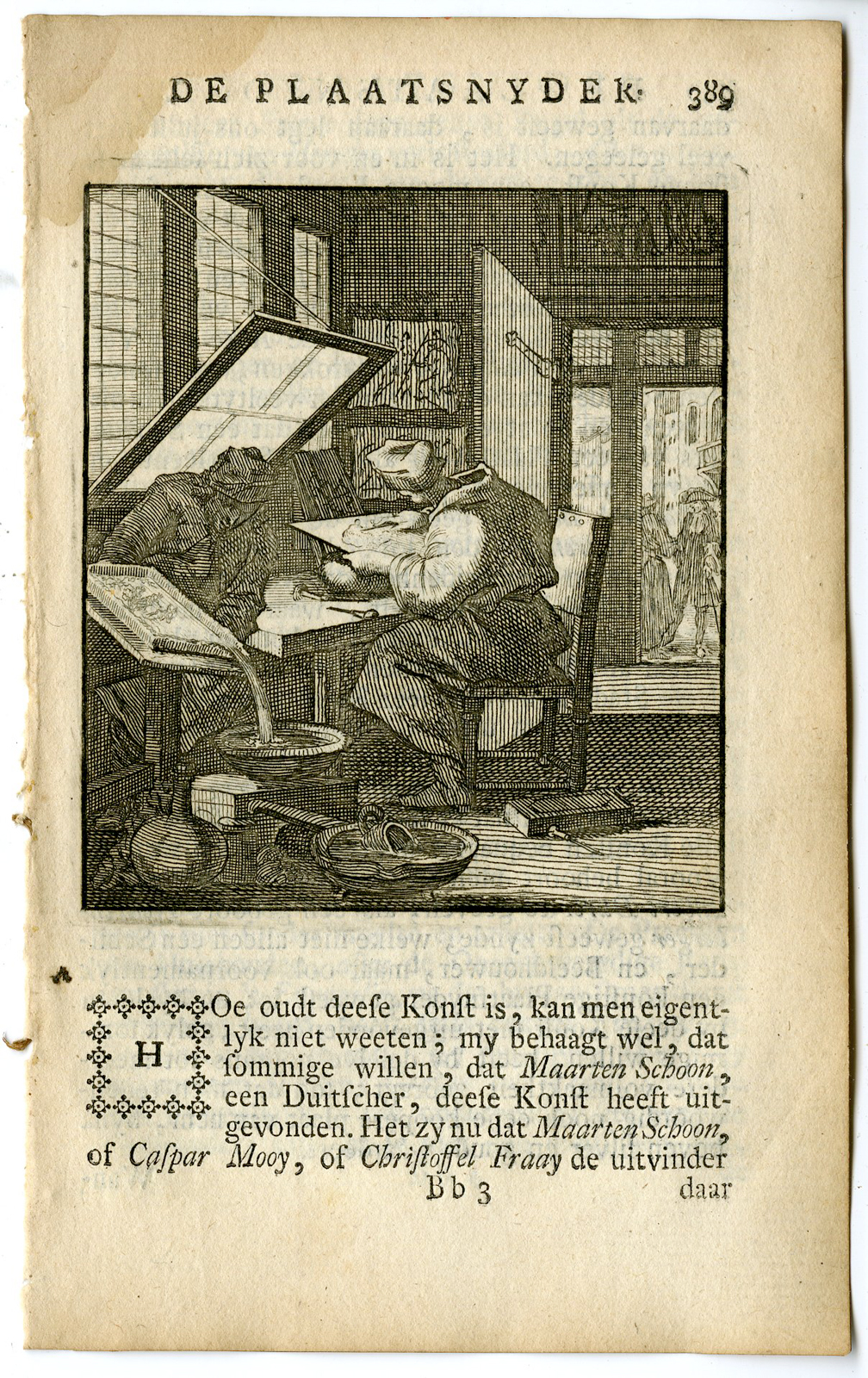 , Antique Print-PROFESSION-PLAATSNYDER-PLATE CUTTER-Luyken-c.1700, Pictura Antique Prints