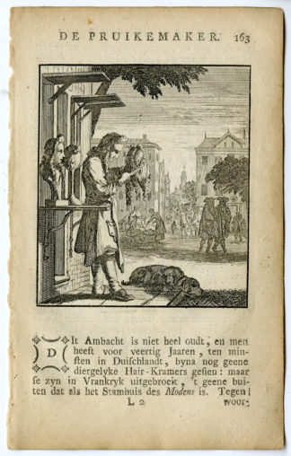 Antique Print-PROFESSION-PRUIKEMAKER-WIG MAKER-Luyken-c.1700