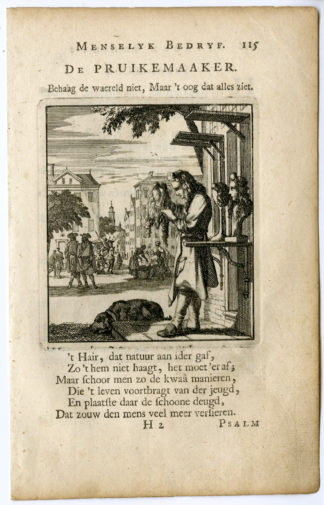 Antique Print-PROFESSION-PRUIKEMAAKER-WIG MAKER-Luyken-c.1700