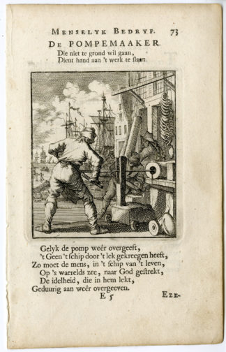 Antique Print-PROFESSION-POMPEMAAKER-PUMP MAKER-Luyken-c.1700