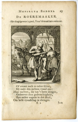 Antique Print-PROFESSION-ROEERMAAKER-RIFLE-GUN MAKER-Luyken-c.1700