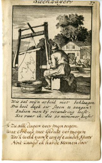 Antique Print-PROFESSION-STEENZAGER-STONE SAWER-Luyken-c.1700