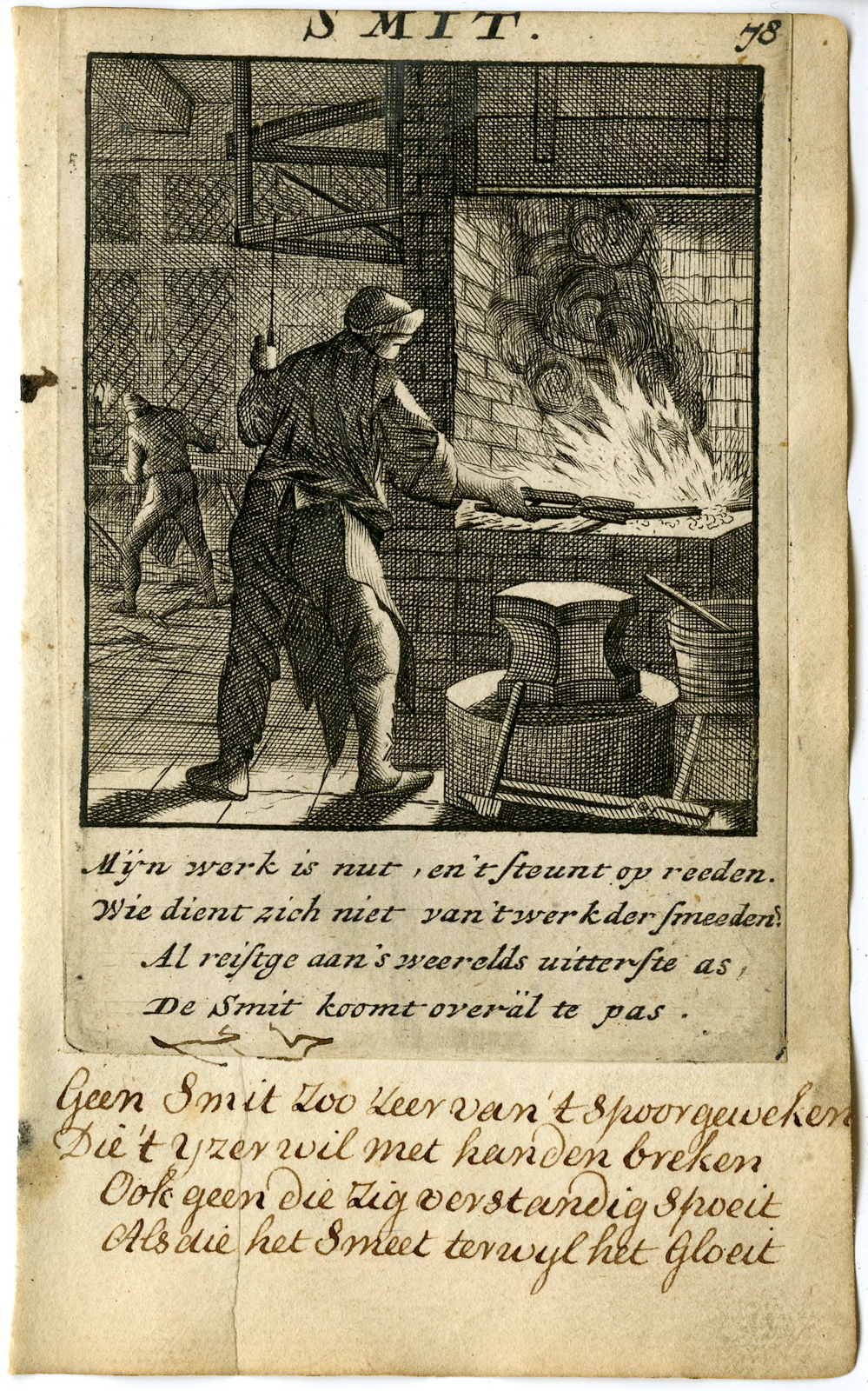 , Antique Print-PROFESSION-SMIT-SMITHY-Luyken-1720, Pictura Antique Prints