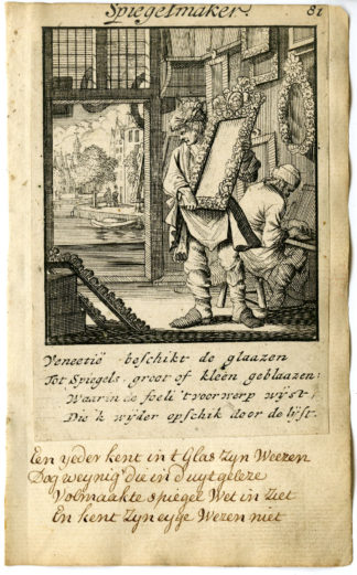 Antique Print-PROFESSION-SPIEGELMAKER-MIRROR MAKER-Luyken-1720