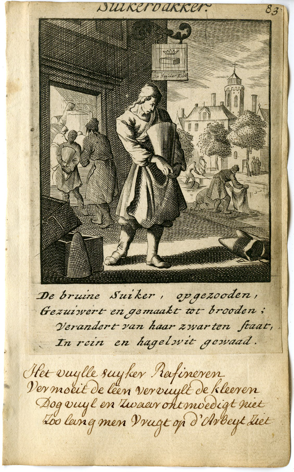 , Antique Print-PROFESSION-SUIKERBAKKER-SUGAR BAKER-Luyken-c.1700, Pictura Antique Prints