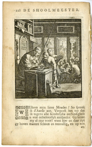 Antique Print-PROFESSION-SCHOOLMEESTER-TEACHER-Luyken-c.1700