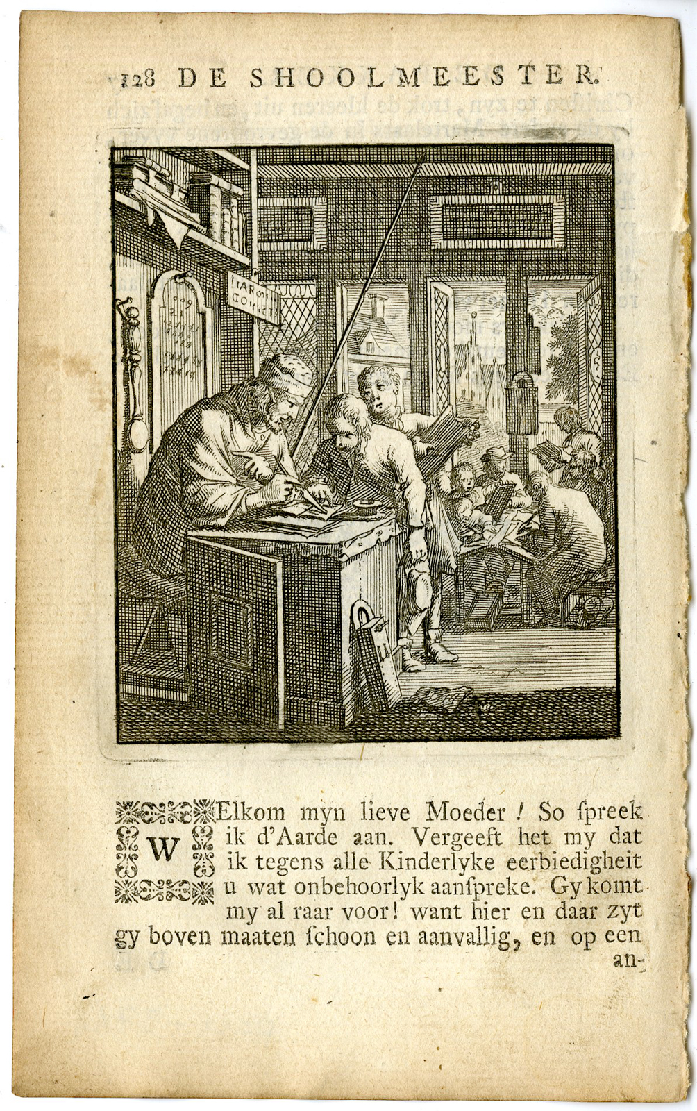 , Antique Print-PROFESSION-SCHOOLMEESTER-TEACHER-Luyken-c.1700, Pictura Antique Prints