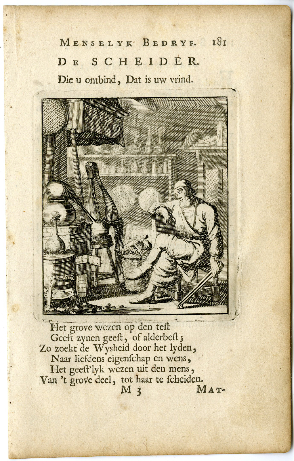 , Antique Print-PROFESSION-SCHEIDER-CHEMIST-Luyken-c.1700, Pictura Antique Prints