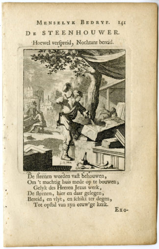 Antique Print-PROFESSION-STEENHOUWER-STONE MASON-SCULPTOR-Luyken-c.1700
