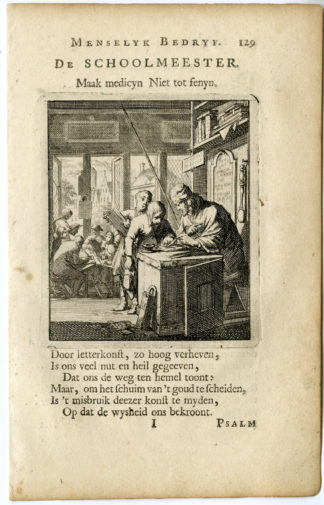 Antique Print-PROFESSION-SCHOOLMEESTER-TEACHER-Luyken-c.1700