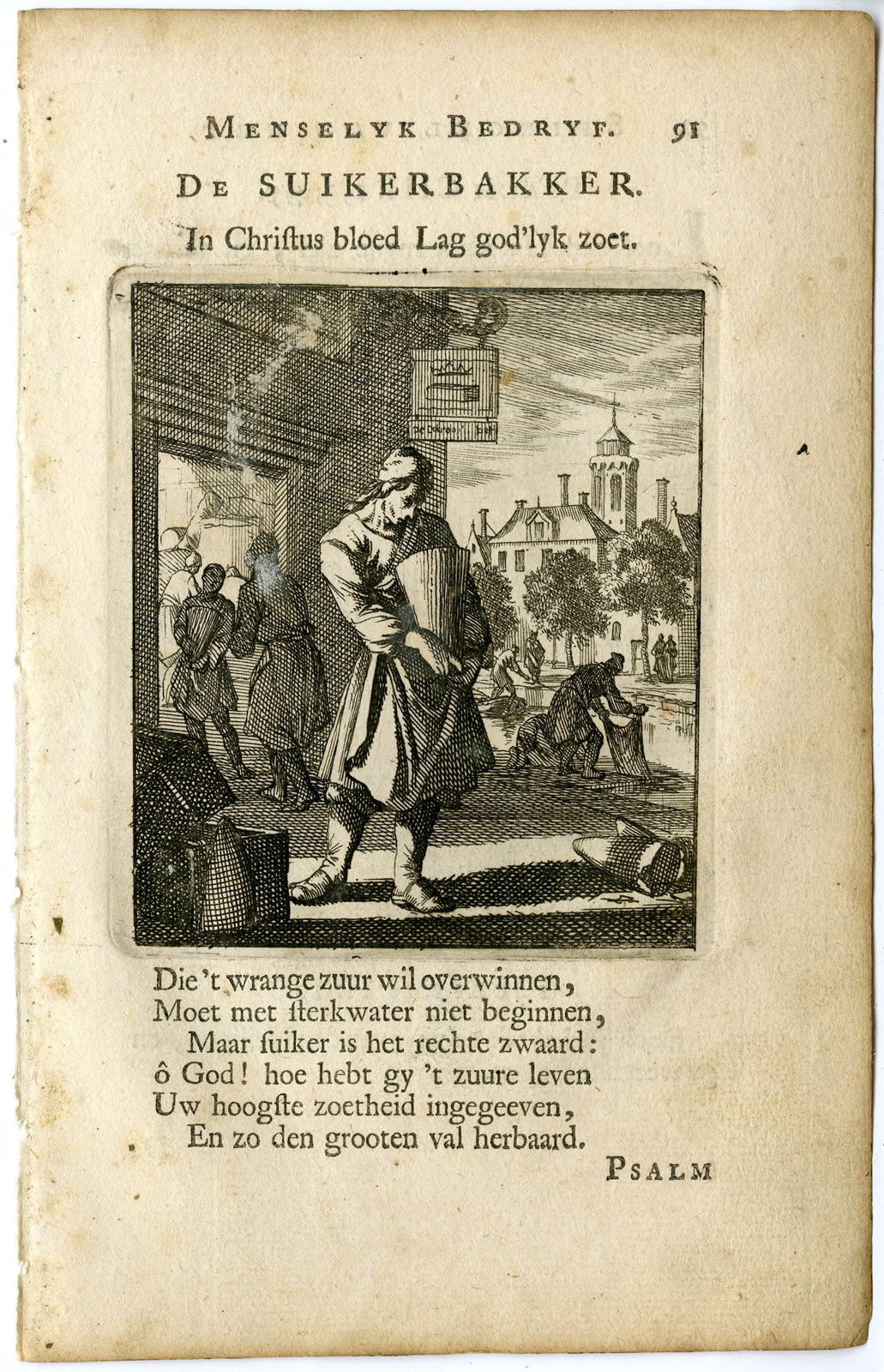 , Antique Print-PROFESSION-SUIKERBAKKER-SUGAR BAKER-Luyken-c.1700, Pictura Antique Prints