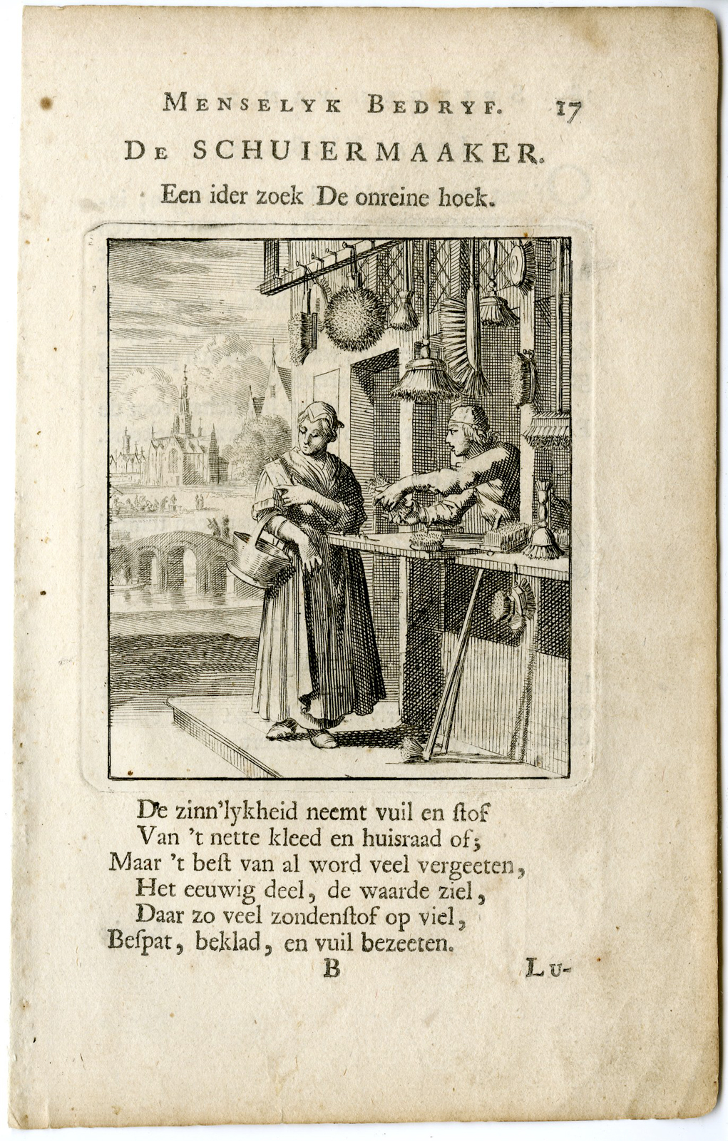 , Antique Print-PROFESSION-SCHUIERMAAKER-SCRAPER-Luyken-c.1700, Pictura Antique Prints