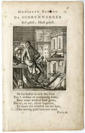 Antique Print-PROFESSION-SCHRYWERKER-WOOD WORKER-Luyken-c.1700