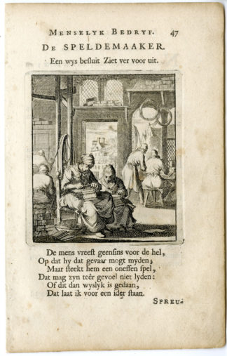 Antique Print-PROFESSION-SPELDENMAAKER-PIN MAKER-Luyken-c.1700