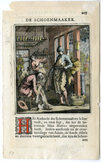 Antique Print-PROFESSION-SCHOENMAKER-SHOEMAKER-Luyken-c.1700