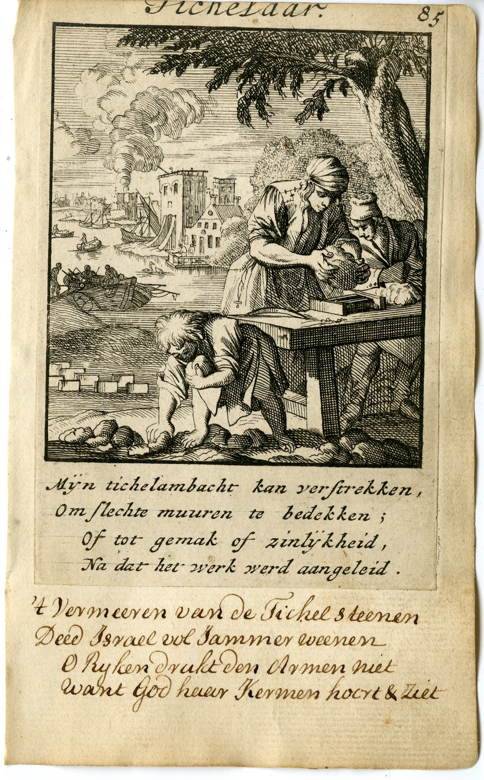 , Antique Print-PROFESSION-MASON-Luyken-1720, Pictura Antique Prints