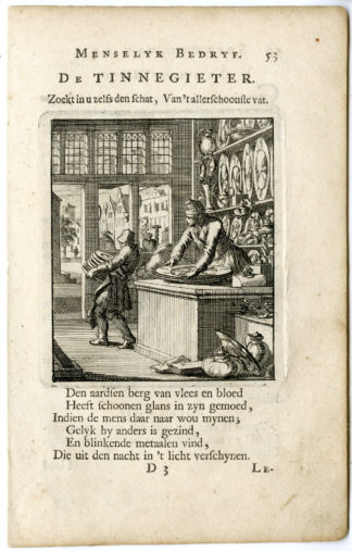 Antique Print-PROFESSION-TINNEGIETER-TIN CAN MAKER-Luyken-c.1700