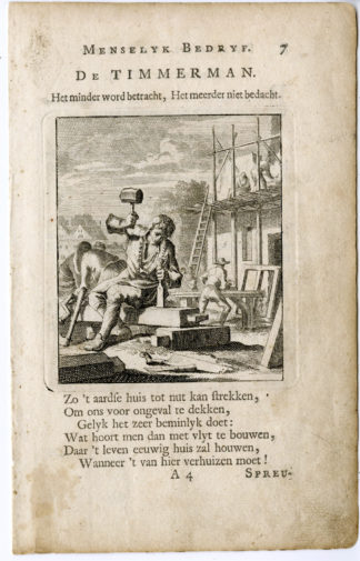 Antique Print-PROFESSION-TIMMERMAN-CARPENTER-Luyken-c.1700